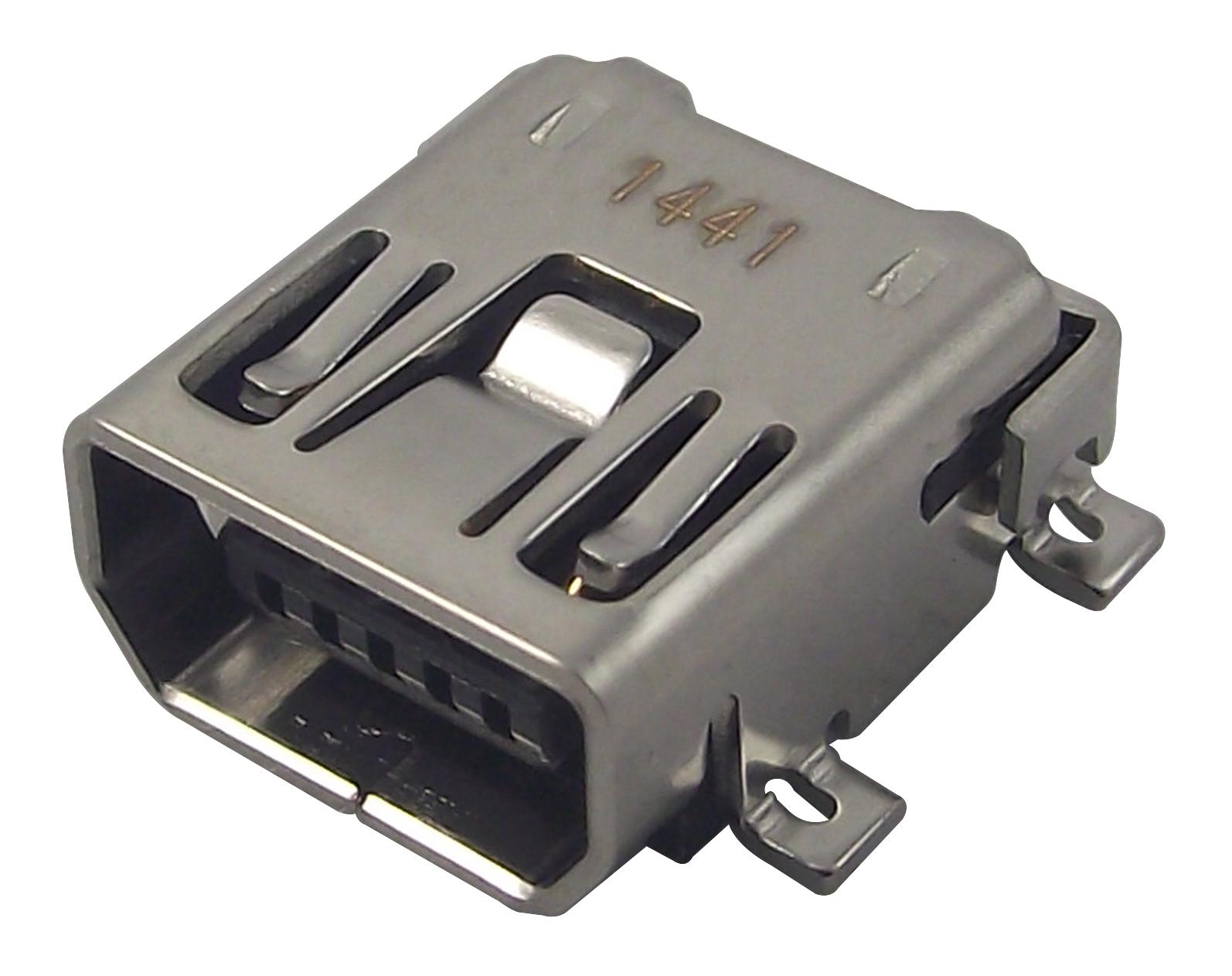 1734328-1 MINI USB, 2.0 TYPE AB, RECEPTACLE, TH AMP - TE CONNECTIVITY