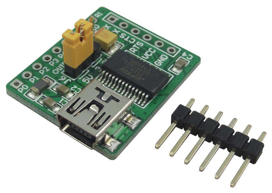 MIKROE-483 ADD-ON-BOARD, USB-UART, 6X1, W/CONN MIKROELEKTRONIKA