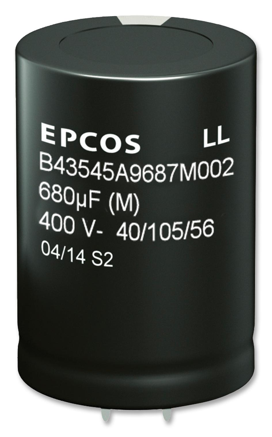 B43545A9687M000 CAP, 680µF, 400V, ALU ELEC, SNAP-IN EPCOS