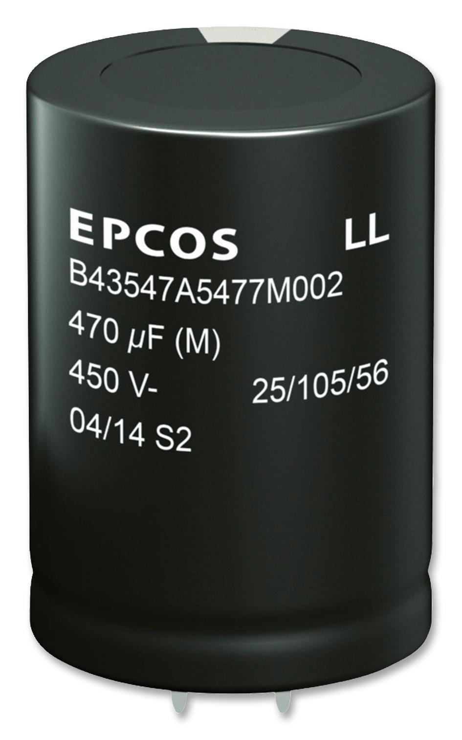 B43547A9187M000 CAP, 180µF, 400V, ALU ELEC, SNAP-IN EPCOS