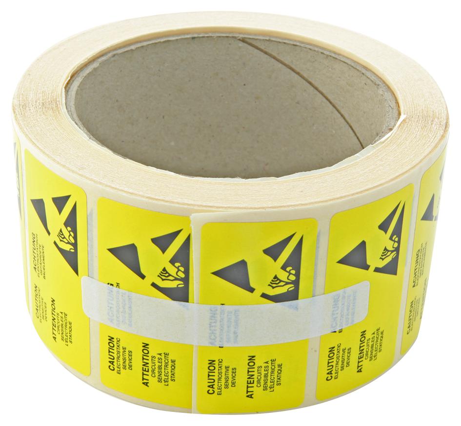 055-0082 LABEL, ESD CAUTION, 25MM X 50MM, YELLOW MULTICOMP