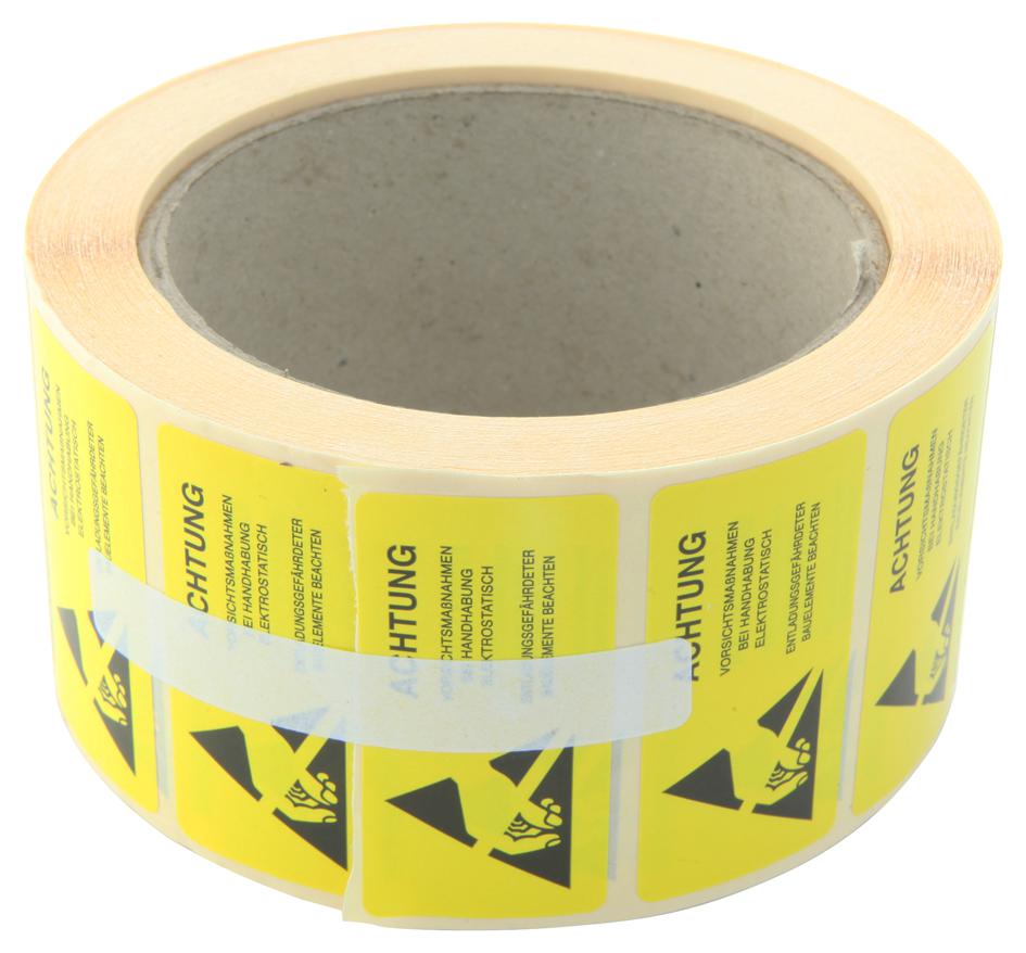 055-0084 LABEL, ESD CAUTION, 25MM X 50MM, YELLOW MULTICOMP