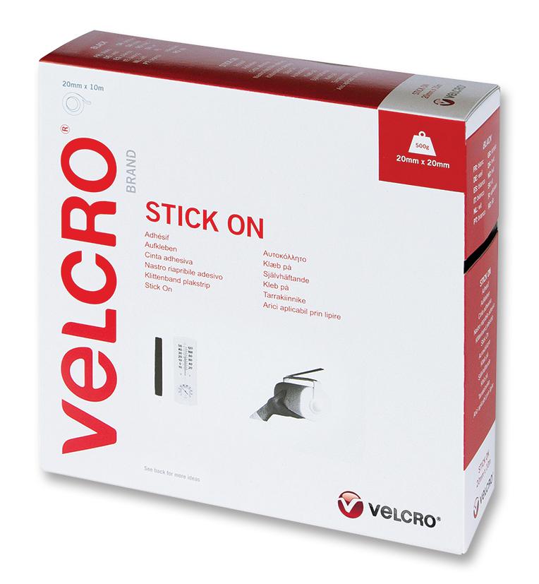 VEL-EC60220 STICK ON TAPE, BLACK, 20MM VELCRO