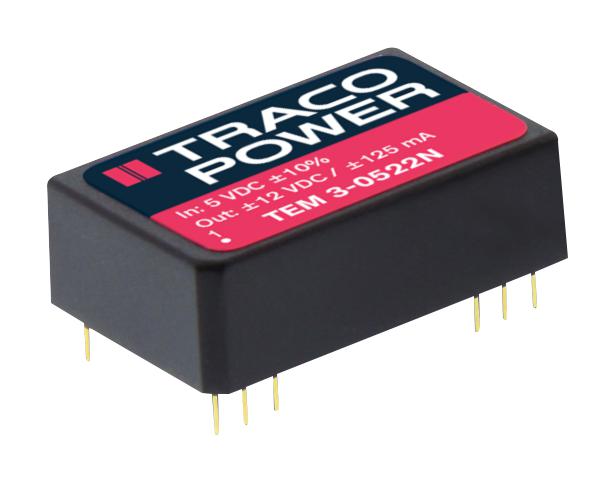 TEM 3-0511N DC-DC CONV, ISO POL, 1 O/P, 0.6A, 5V TRACO POWER