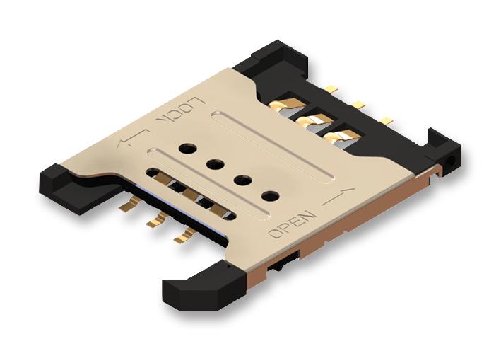 SIM5051-6-0-18-00-A CONNECTOR, SIM SOCKET, 6POS, SMT GCT (GLOBAL CONNECTOR TECHNOLOGY)