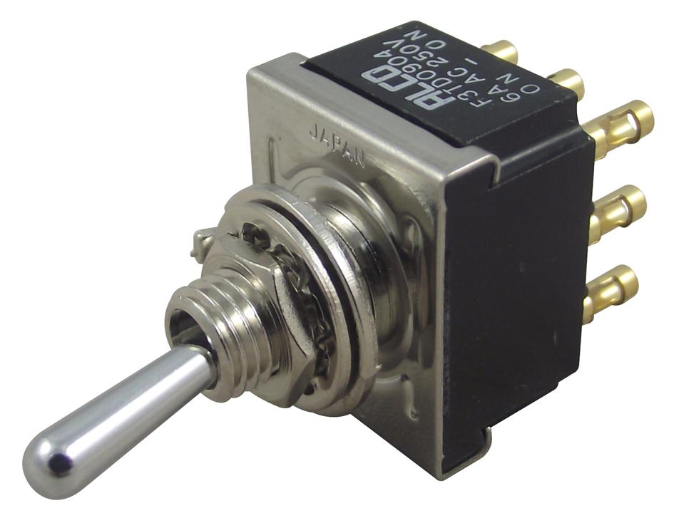 3-6437630-6 TOGGLE SWITCH, 4PDT, 6A, 250V ALCOSWITCH - TE CONNECTIVITY