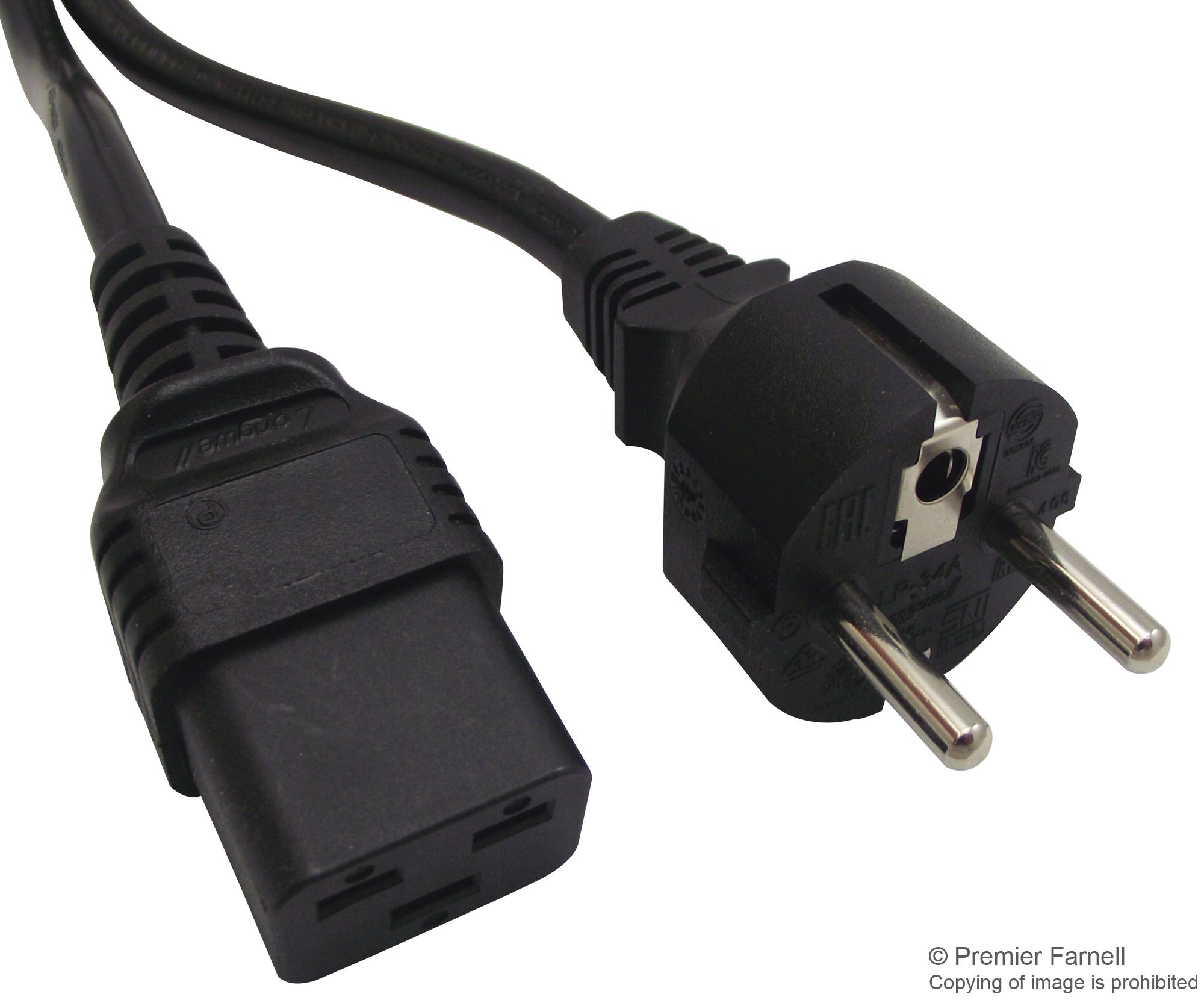 GW-151613 POWER CORD, CEE 7/7 PLUG-IEC C19, 2M MULTICOMP PRO