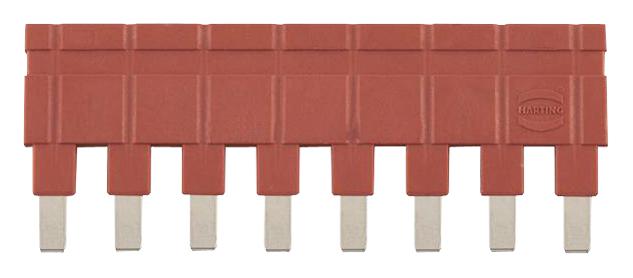 09330009836 JUMPER, 8POS, 16A, 6.7MM, RED HARTING