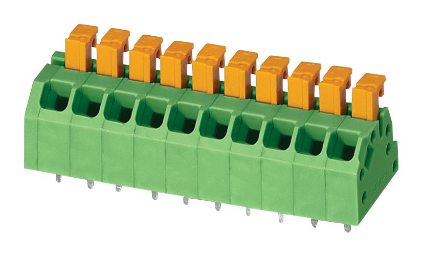 SPTAF 1/ 8-3,5-LL TB, WIRE TO BOARD, 8POS, 24-18AWG, GREEN PHOENIX CONTACT