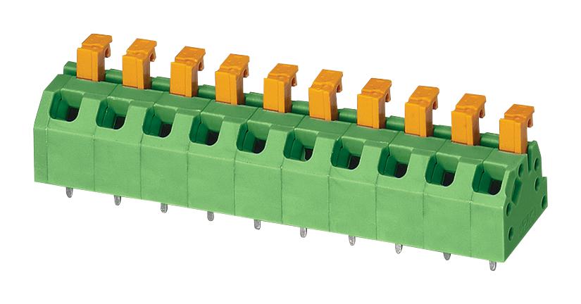 SPTAF 1/10-5,0-LL TB, WIRE TO BRD, 10POS, 24-18AWG, GREEN PHOENIX CONTACT