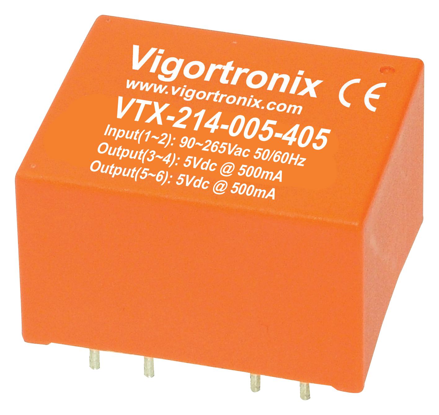 VTX-214-005-0512 POWER SUPPLY, AC-DC, 5V, 0.5A VIGORTRONIX