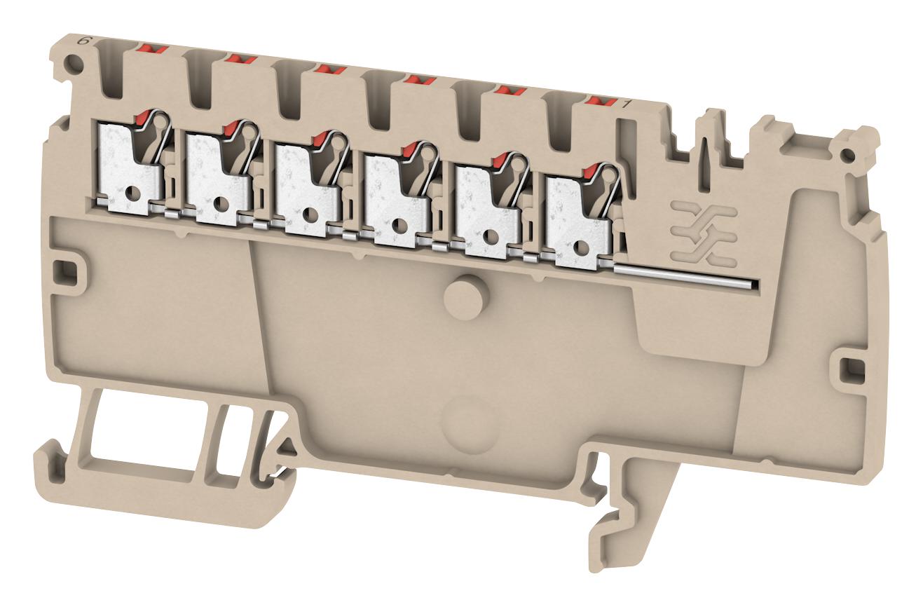 1988160000 TERMINAL BLOCK, DIN RAIL, 6POS, 14AWG WEIDMULLER