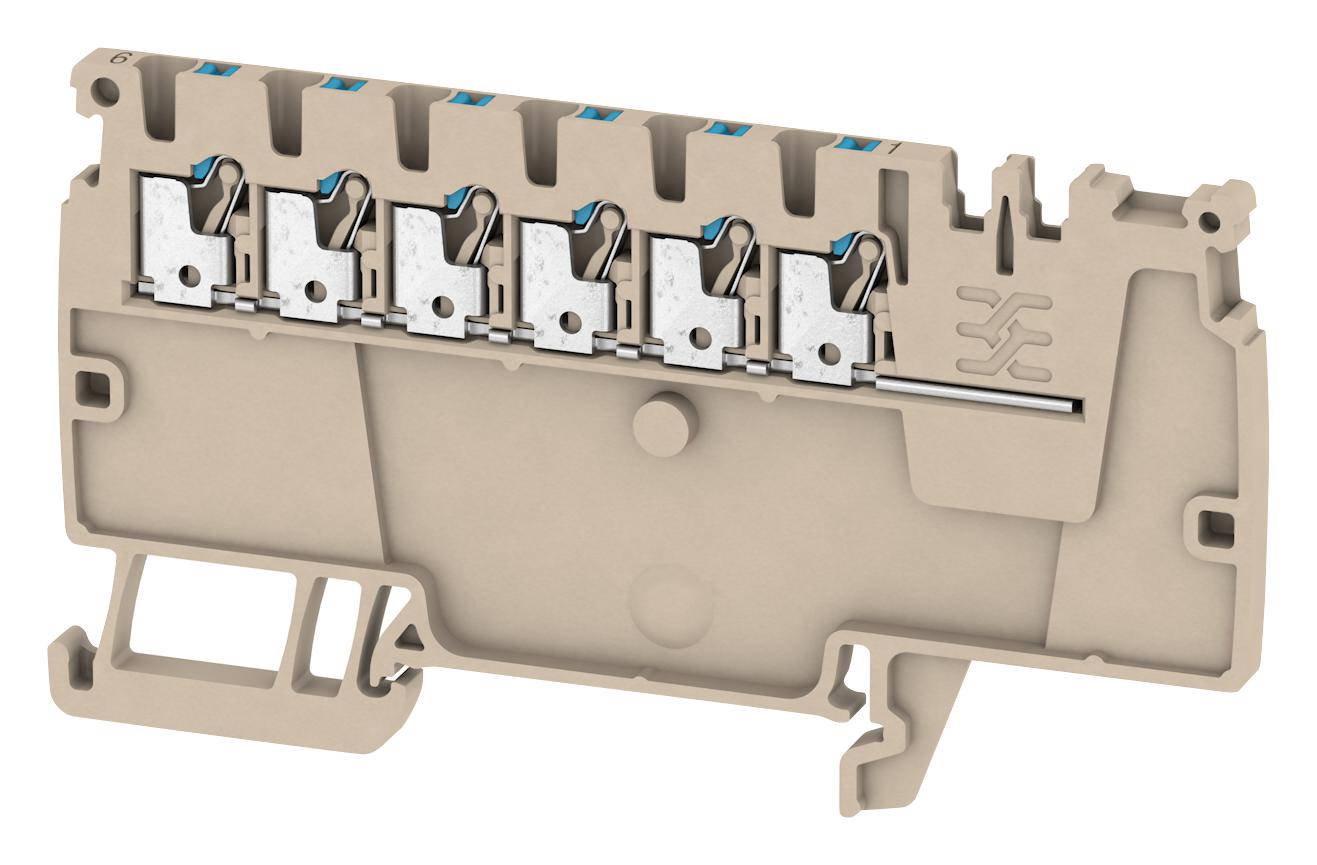 1988170000 TERMINAL BLOCK, DIN RAIL, 6POS, 14AWG WEIDMULLER