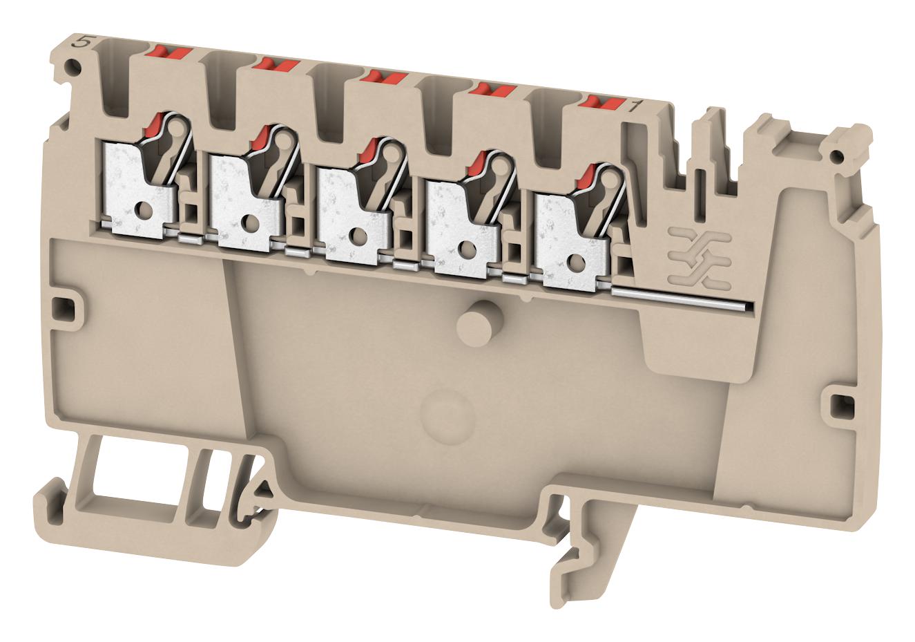 1988290000 TERMINAL BLOCK, DIN RAIL, 5POS, 12AWG WEIDMULLER