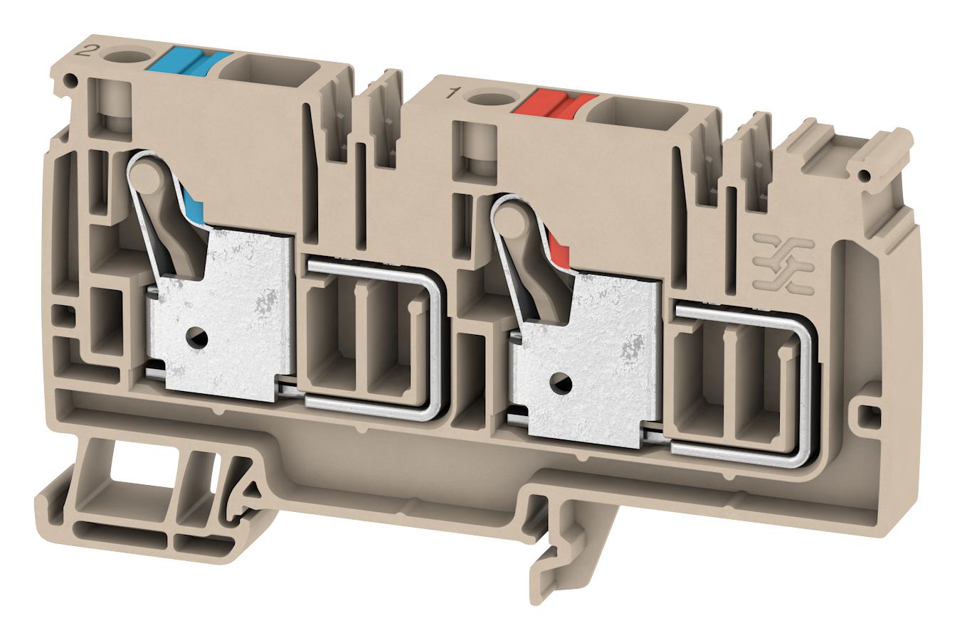 1988250000 TERMINAL BLOCK, DIN RAIL, 2POS, 6AWG WEIDMULLER