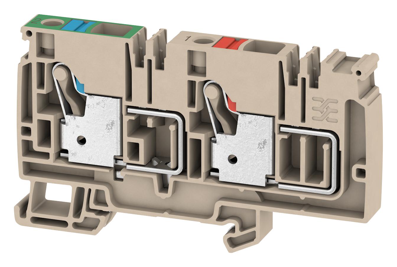 1988240000 TERMINAL BLOCK, DIN RAIL, 2POS, 6AWG WEIDMULLER