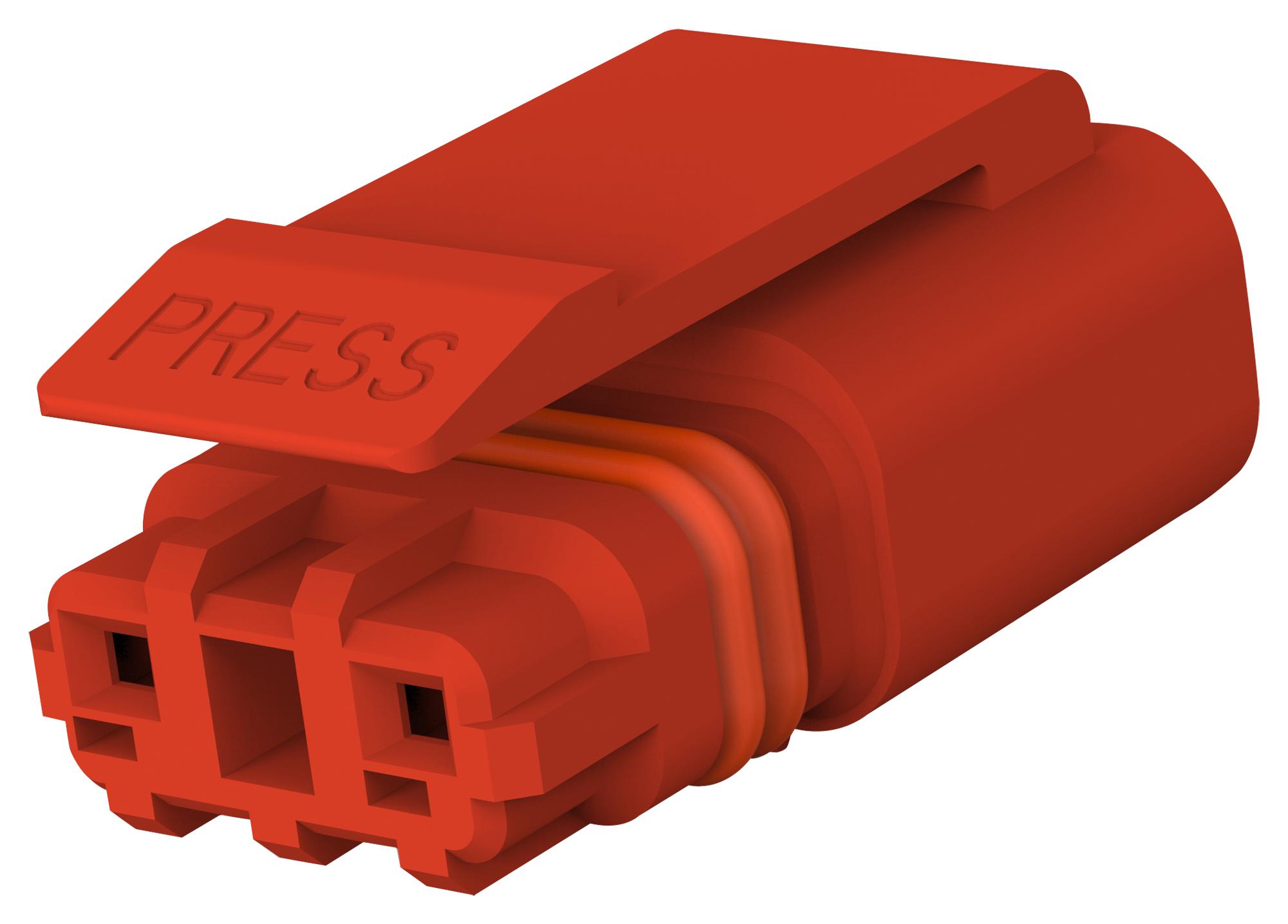 3-2834074-2 PLUG HOUSING, 2POS, THERMOPLASTIC, RED TE CONNECTIVITY