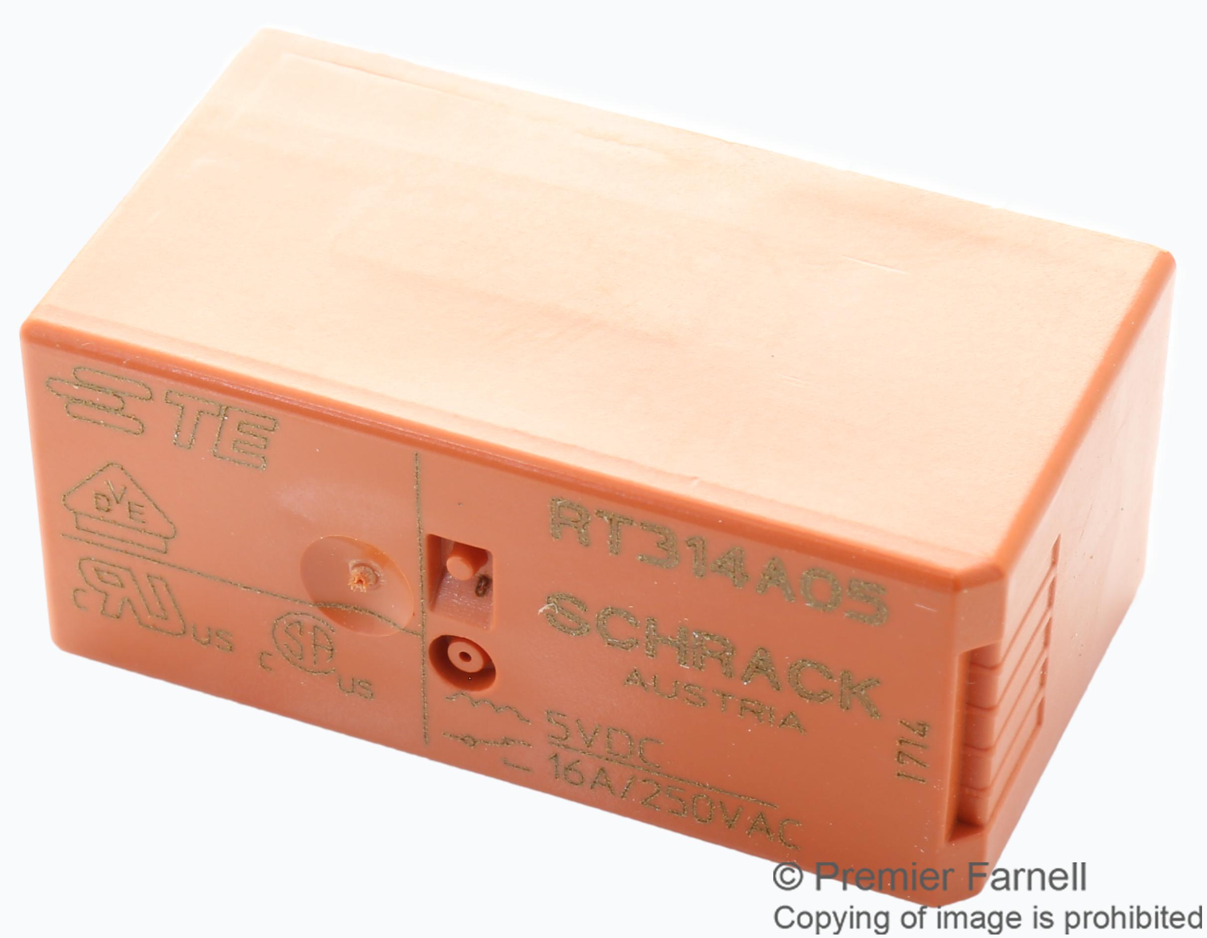 RTB14005 POWER RELAY, SPDT, 12A, 250V, TH SCHRACK - TE CONNECTIVITY