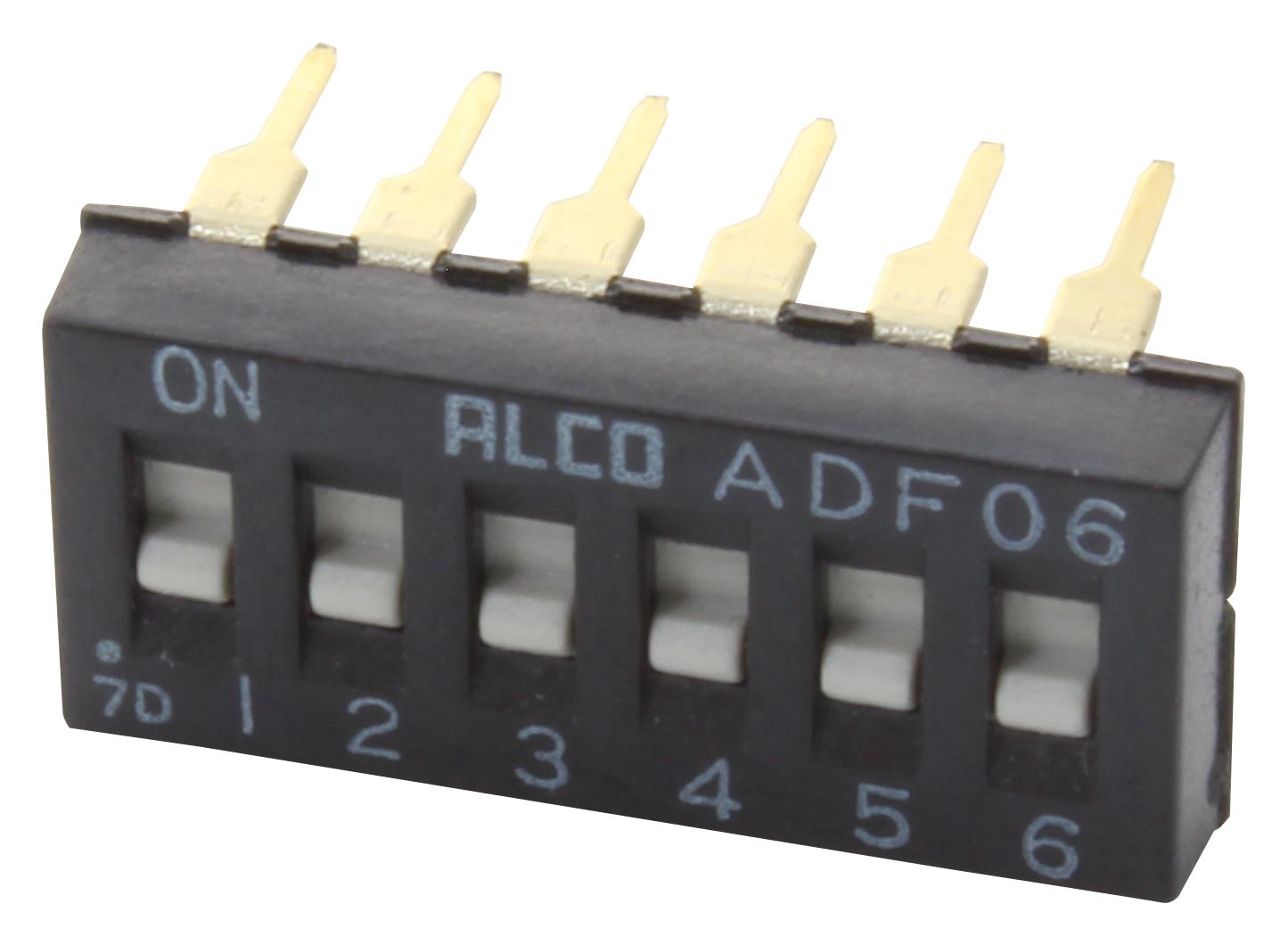 ADF0604HL DIP SWITCH, SPST, 0.1A, 24VDC, TH ALCOSWITCH - TE CONNECTIVITY