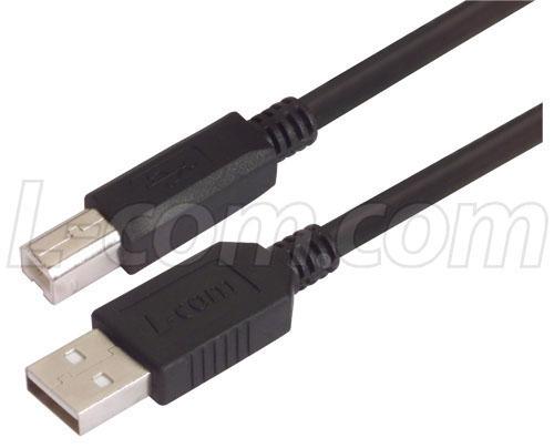 CAUBLKAB-5M USB CABLE, 2.0 A PLUG-B PLUG, 5M, BLACK L-COM