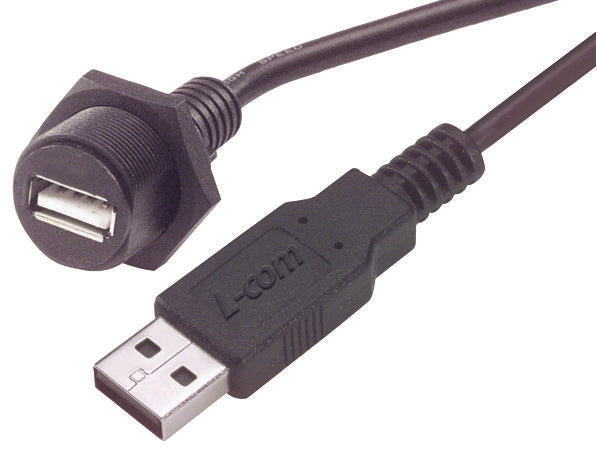 WPUSBAX-05M USB CABLE, 2.0 A PLUG-RCPT, 500MM, BLACK L-COM