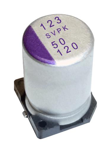 50SVPK120M CAP, 120UF, 50V, ALU ELEC, POLYMER, SMD PANASONIC