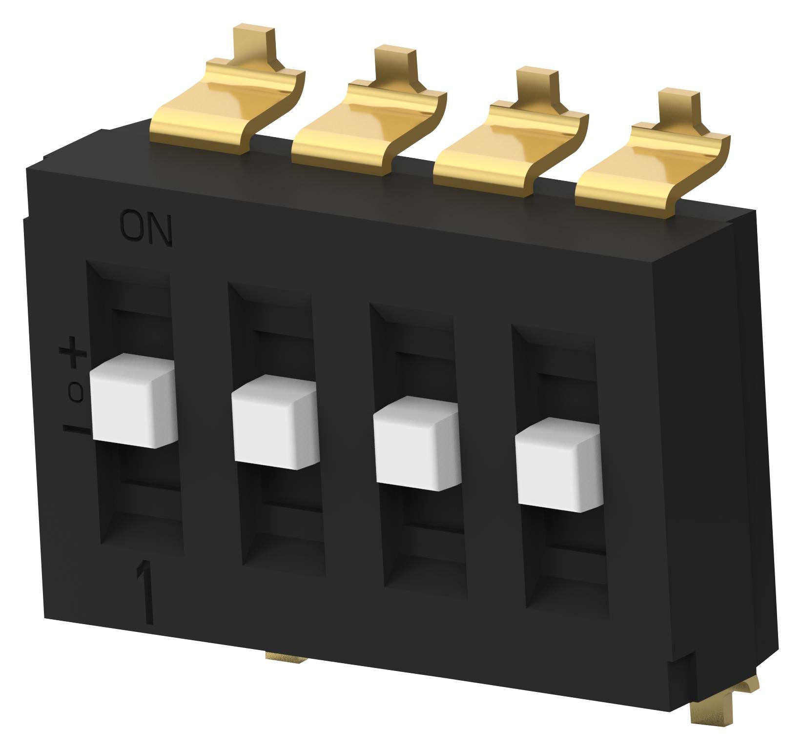 TDS04SGNNTU04 DIP SWITCH, 4POS, SP3T, SLIDE, SMD ALCOSWITCH - TE CONNECTIVITY
