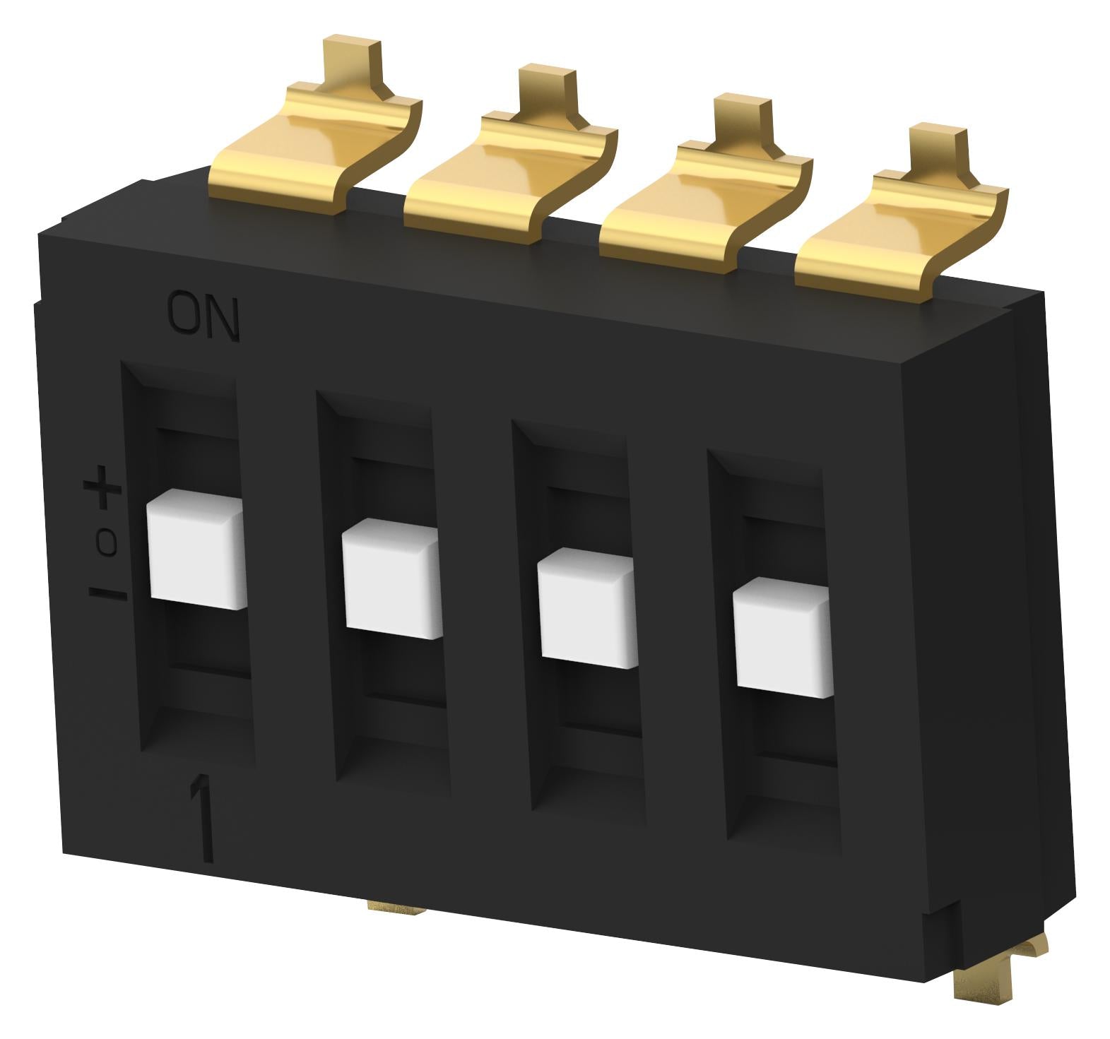 TDS04SGRNTU04 DIP SWITCH, 4POS, SP3T, SLIDE, SMD ALCOSWITCH - TE CONNECTIVITY
