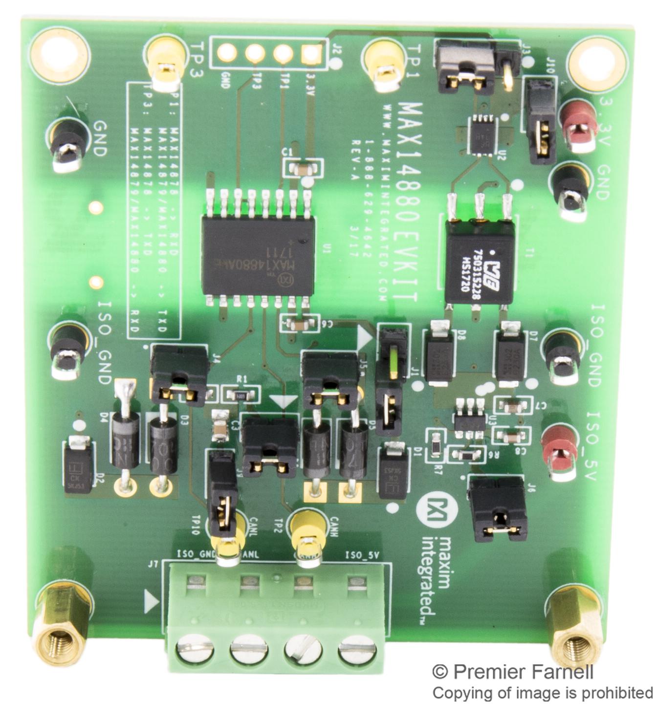 MAX14880EVKIT# EVAL BOARD, ISOLATED CAN TRANSCEIVER MAXIM INTEGRATED / ANALOG DEVICES