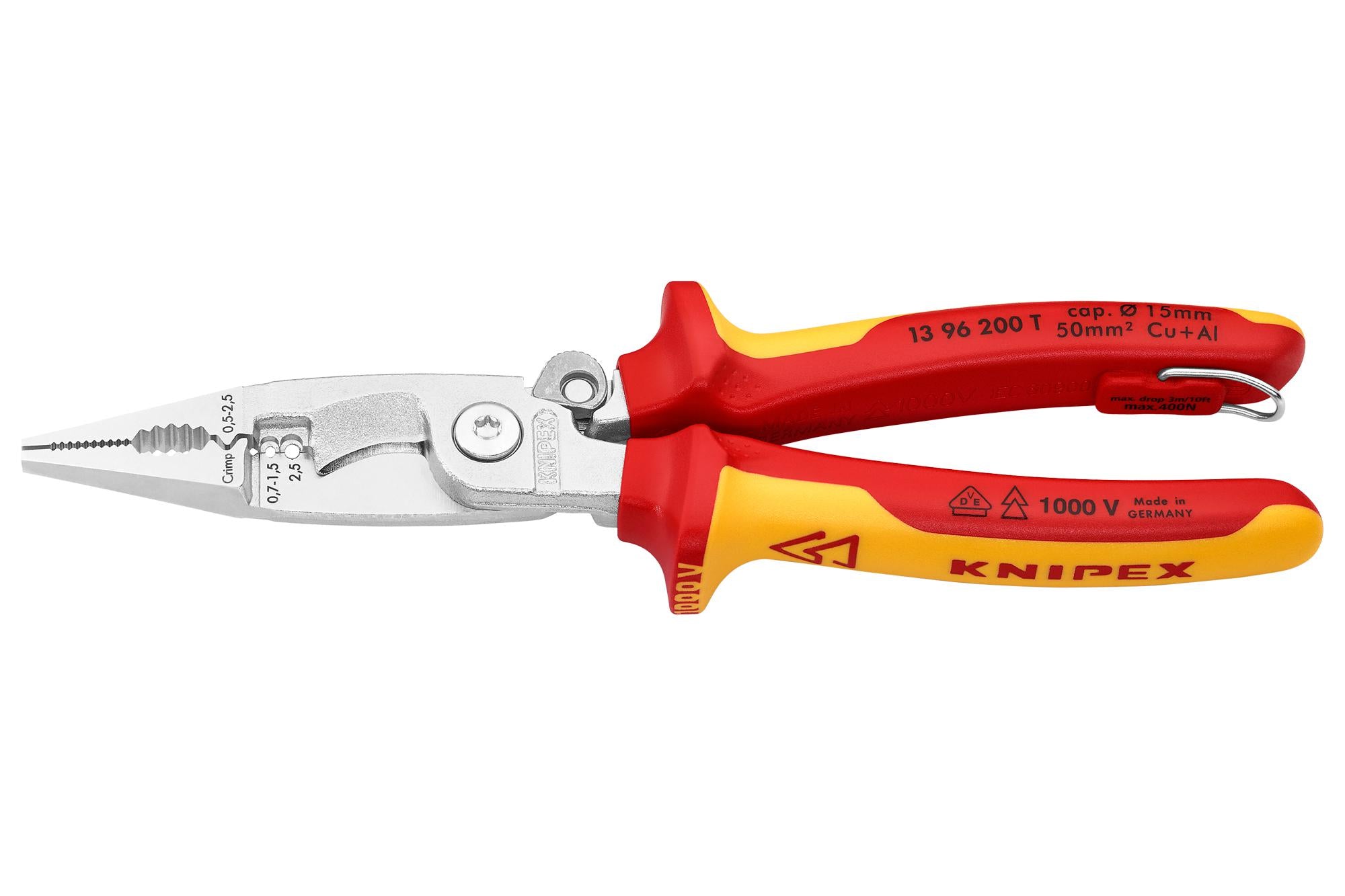 13 96 200 T ELECTRICIAN PLIER, 200MM, 1/0AWG KNIPEX