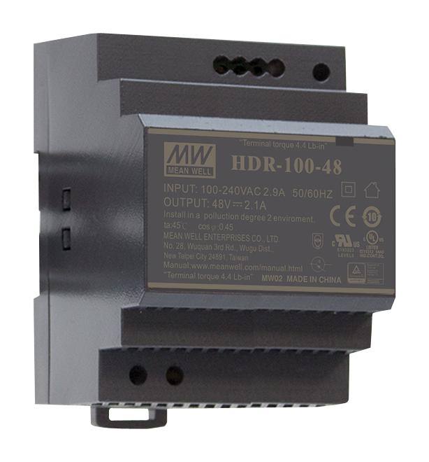 HDR-100-12N POWER SUPPLY, AC-DC, 12V, 7.5A MEAN WELL