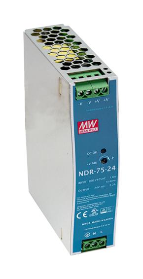 NDR-75-12 POWER SUPPLY, AC-DC, 12V, 6.3A MEAN WELL