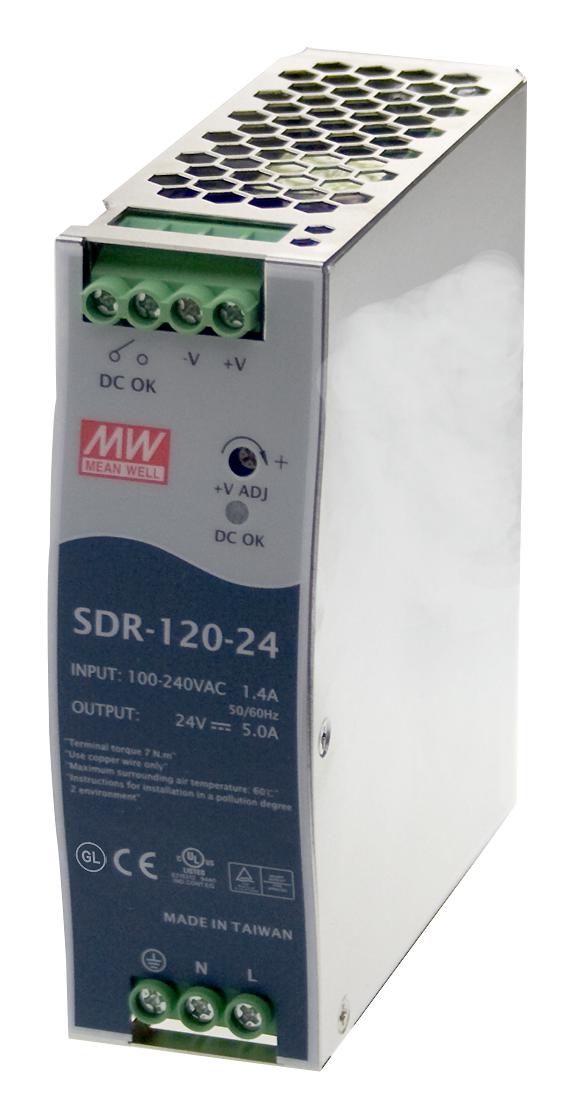 SDR-120-12 POWER SUPPLY, AC-DC, 12V, 10A MEAN WELL