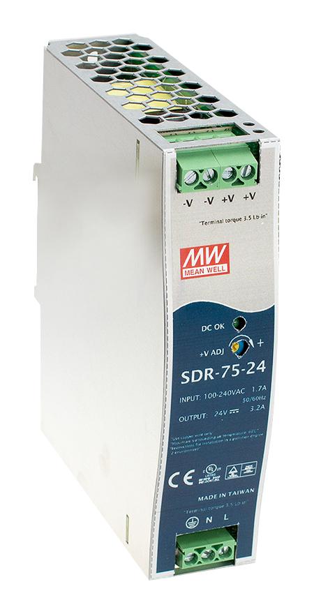 SDR-75-48 POWER SUPPLY, AC-DC, 48V, 1.6A MEAN WELL