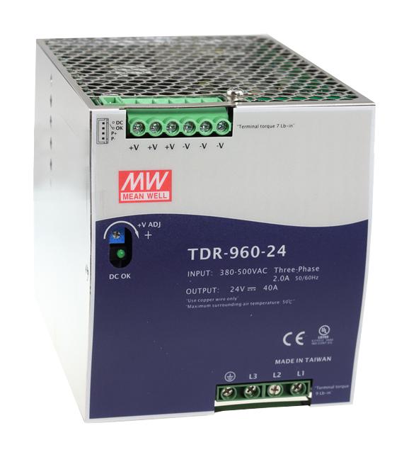 TDR-960-48 POWER SUPPLY, AC-DC, 48V, 20A MEAN WELL