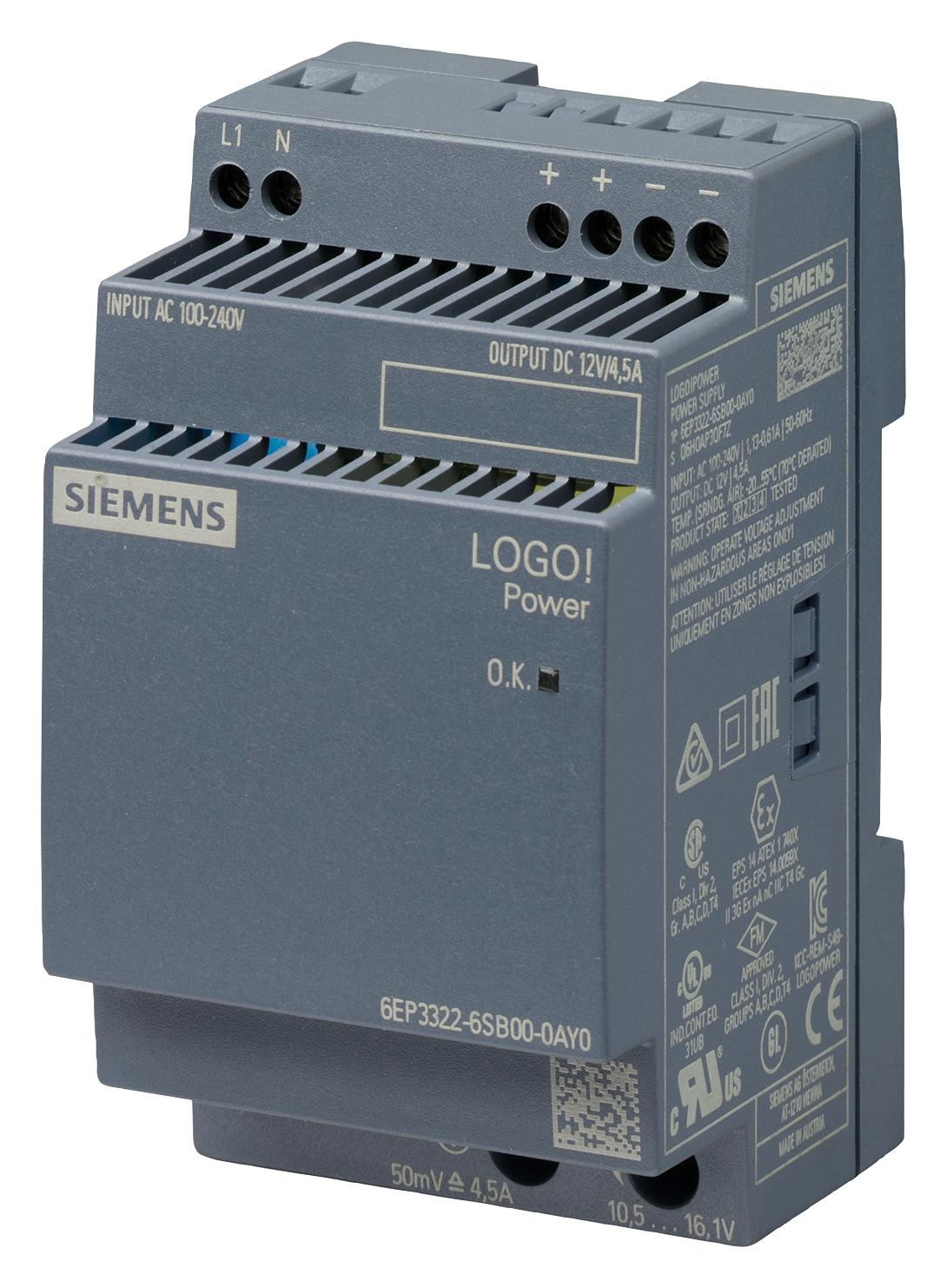 6EP3322-6SB10-0AY0 POWER SUPPLY, AC-DC, 15V, 4A SIEMENS