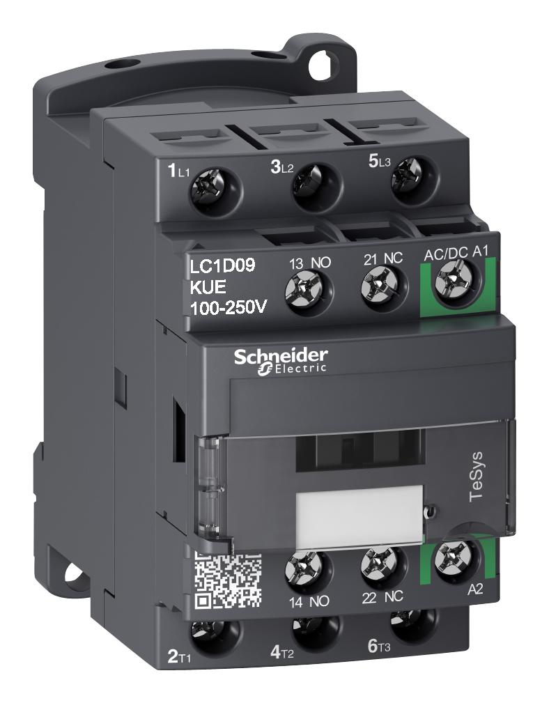 LC1D09KUE CONTACTOR, 3PST-NO, 250V, DIN RAIL/PANEL SCHNEIDER ELECTRIC