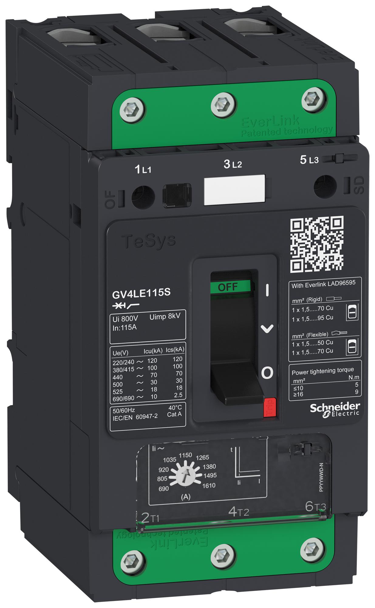 GV4LE07S MAGNETIC CIRCUIT BREAKER, 3P, 7A, 690VAC SCHNEIDER ELECTRIC