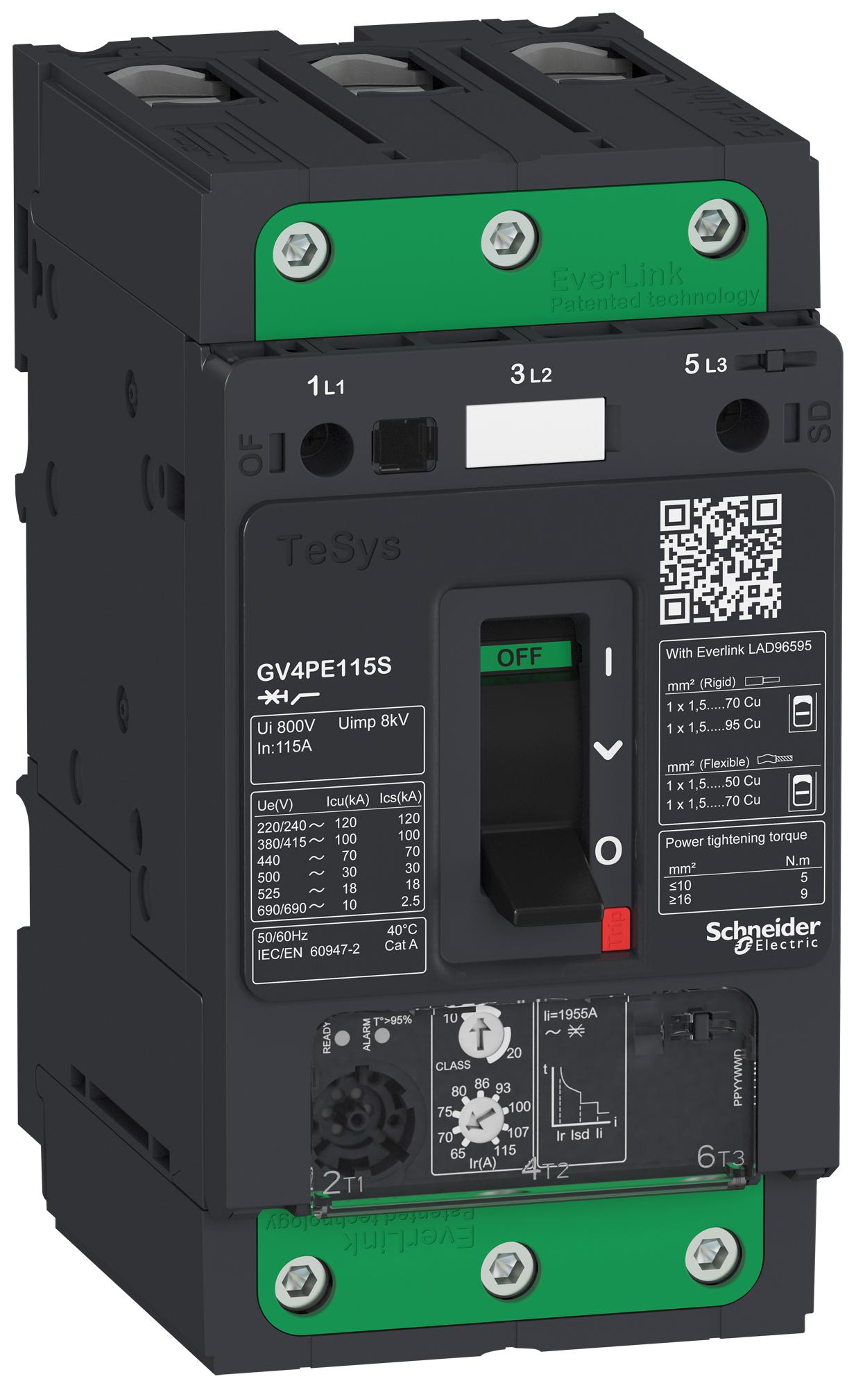 GV4PE02N THERMAL MAG CKT BREAKER, 3P, 2A, 690VAC SCHNEIDER ELECTRIC