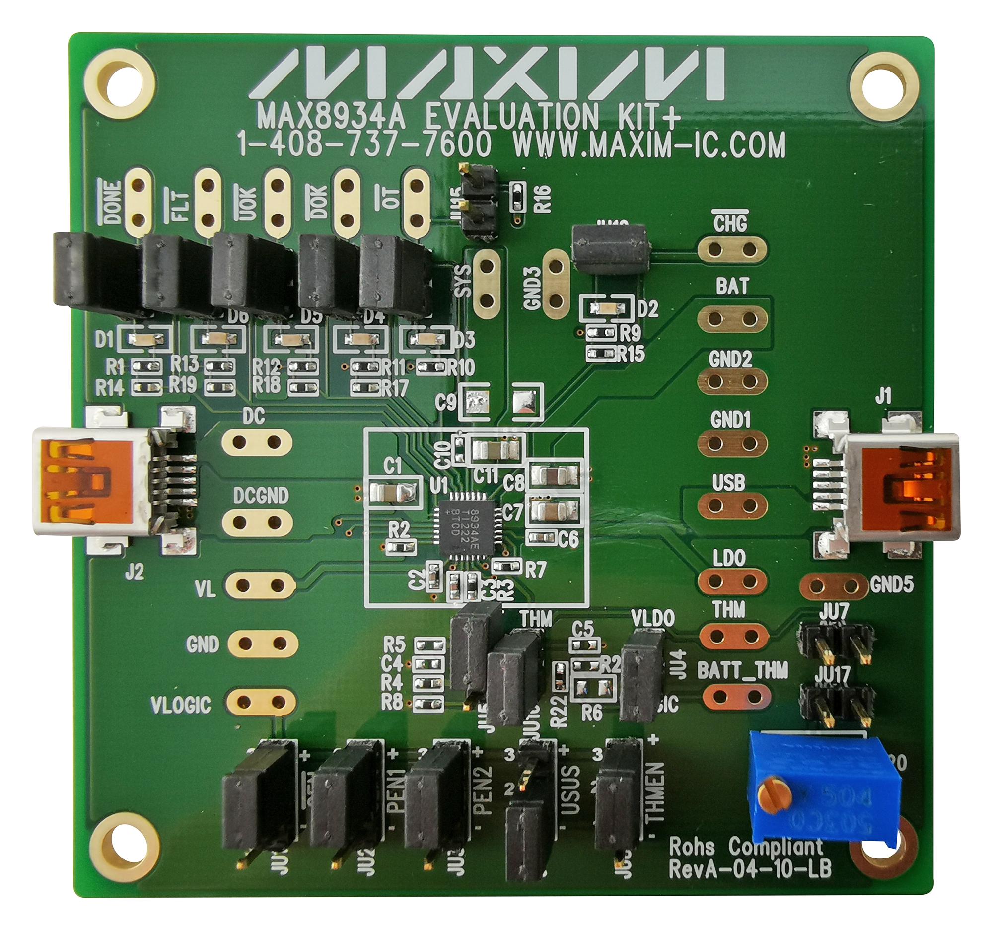 MAX8934AEVKIT+ EVAL KIT, LI-ION/POLYMER BATTERY CHARGER MAXIM INTEGRATED / ANALOG DEVICES