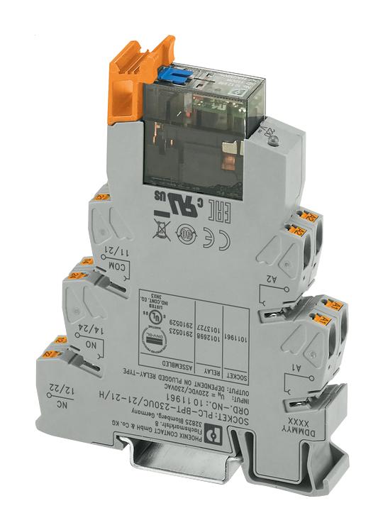 2910523 RELAY MODULE, DPDT, 6A, 230VAC, DIN RAIL PHOENIX CONTACT