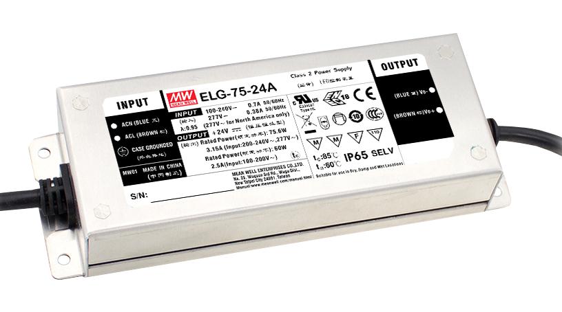 ELG-75-12A LED DRIVER, CONSTANT CURRENT/VOLT, 60W MEAN WELL