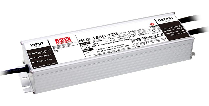 HLG-185H-24B LED DRIVER PSU, AC-DC, 24V, 7.8A MEAN WELL