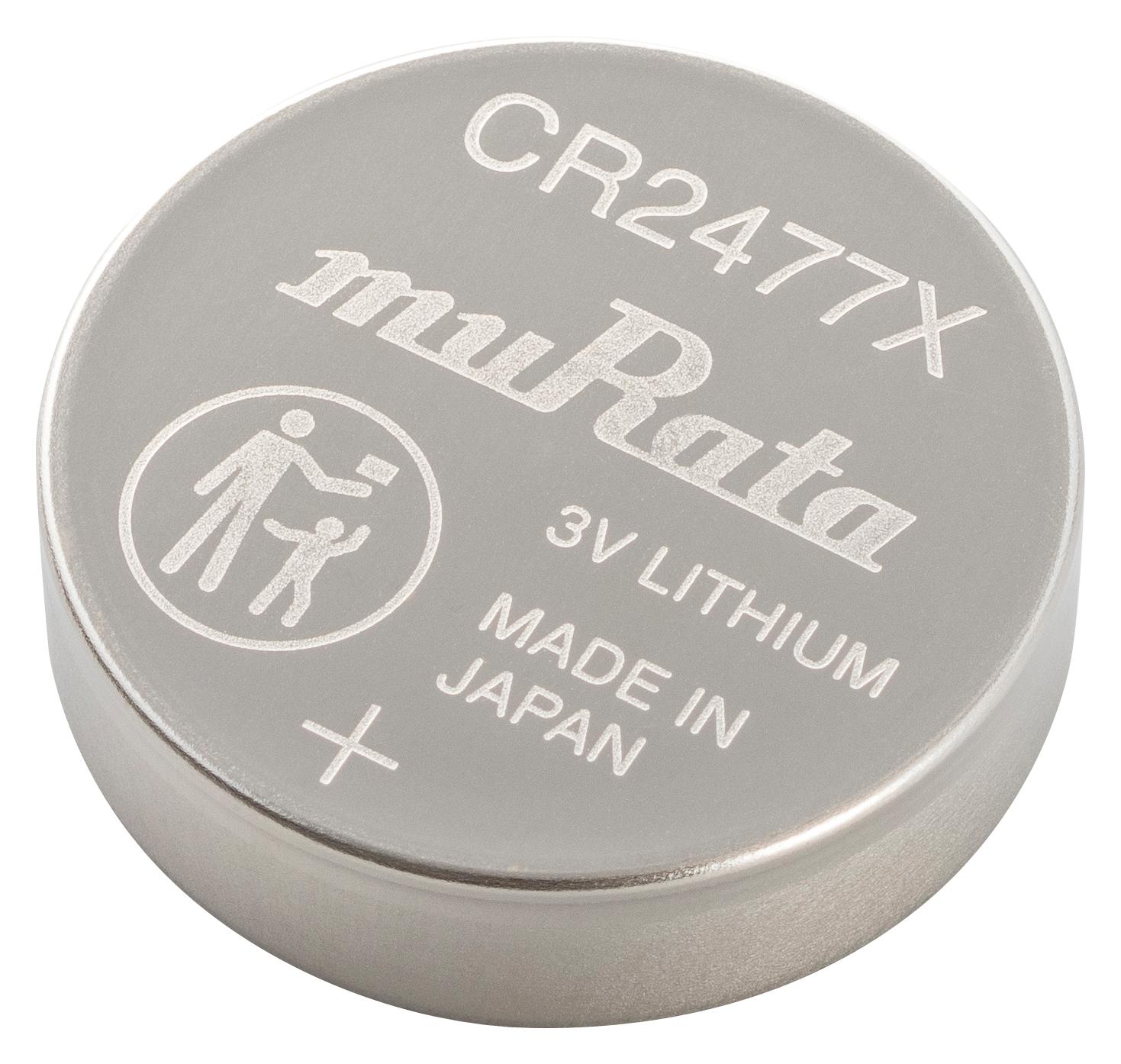 CR2477X BATTERY, NON RECHARGEABLE, 3V MURATA