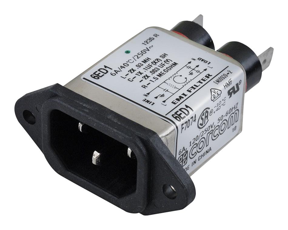 1-6609016-5 IEC FILTER, 6A, 250VAC, WIRE LEADED TE CONNECTIVITY