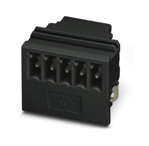 MCO 1,5/ 5-G1L-3,5 BK TERMINAL BLOCK, HEADER, R/A, 5WAY, TH PHOENIX CONTACT