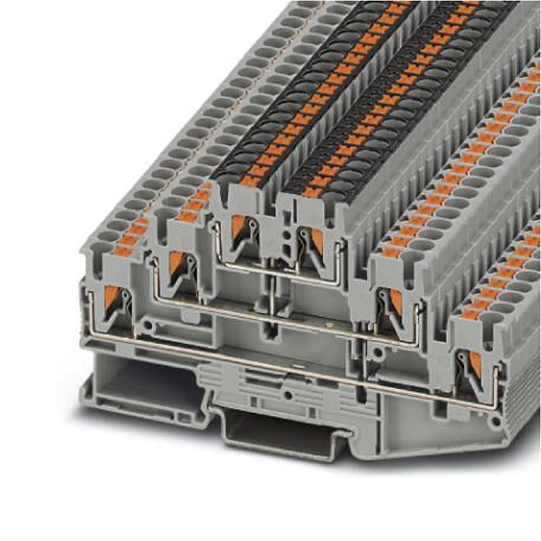 PT 2,5-3PV DINRAIL TERMINAL BLOCK, 6WAY, 12AWG, GRY PHOENIX CONTACT