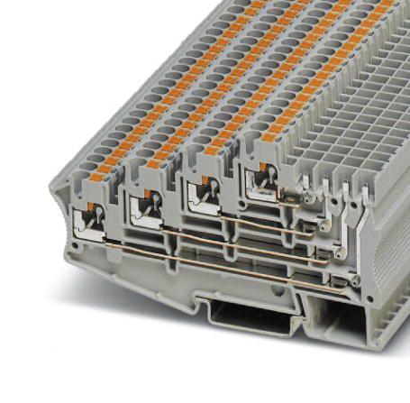 PT 2,5-4L/1P DINRAIL TERMINAL BLOCK, 8WAY, 12AWG, GRY PHOENIX CONTACT