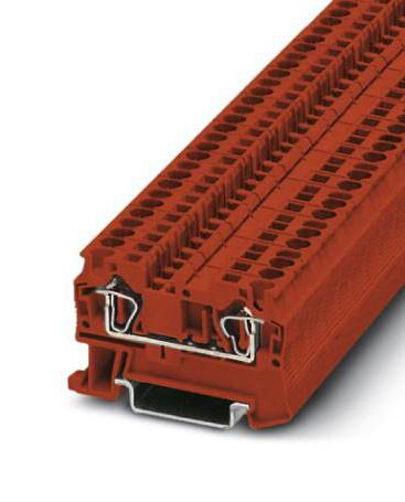 ST 4 RD DINRAIL TERMINAL BLOCK, 2WAY, 10AWG, RED PHOENIX CONTACT
