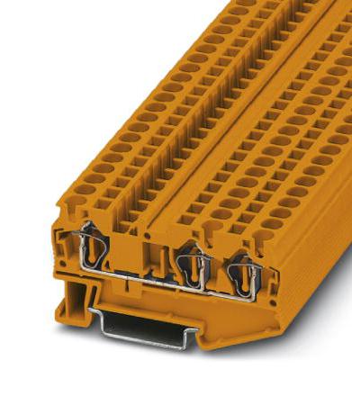 ST 4-TWIN OG DINRAIL TERMINAL BLOCK, 3WAY, 10AWG, ORG PHOENIX CONTACT